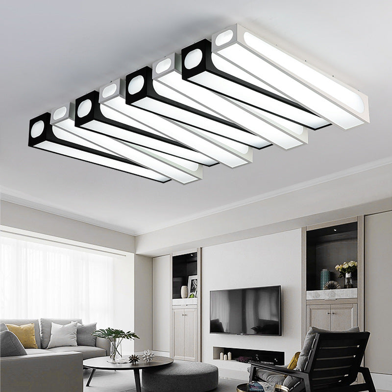 Modern Linear Square Flush Mount Light Acrylic LED Ceiling Light in Black and White for Foyer