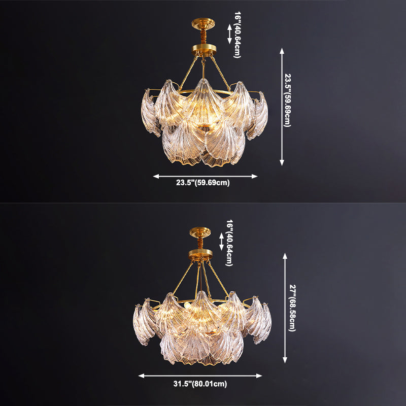 Lámpara de lámpara de concha iluminación de colgante de vidrio transparente vintage para restaurante