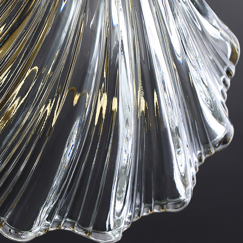 Lámpara de lámpara de concha iluminación de colgante de vidrio transparente vintage para restaurante