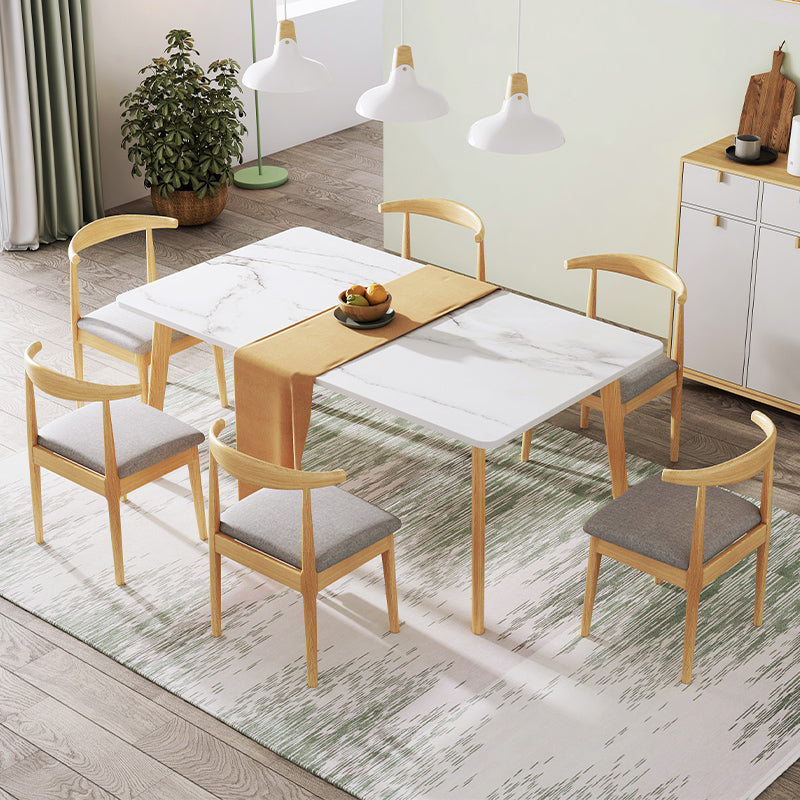 Contemporary MDF Rectangle Shape Dining Set Kitchen Standard Dining Set with 4 Legs Table