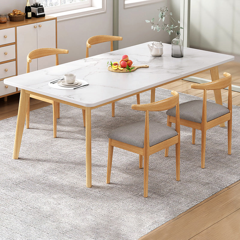 Contemporary MDF Rectangle Shape Dining Set Kitchen Standard Dining Set with 4 Legs Table