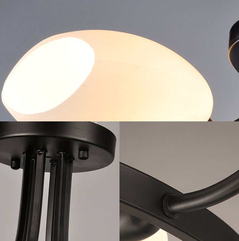 Blanc Orb Shade Semi Flushmount Light avec Orb Shade 6/8 Lumières Grossé plafond de plafond pour l'hôtel