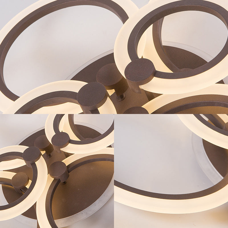 Luz de techo LED marrón contemporánea Pétalo circular Acrílico Acrílico Neutro/cálido/Blanco Luz de techo para sala de estar para sala de estar