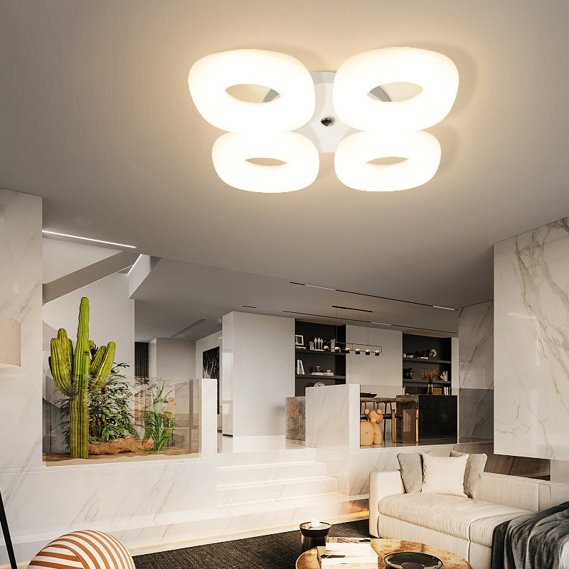Circolo di luce del soffitto bianco a filo bianco contemporaneo 3/4 teste a soffitto a LED per la camera da letto del soggiorno