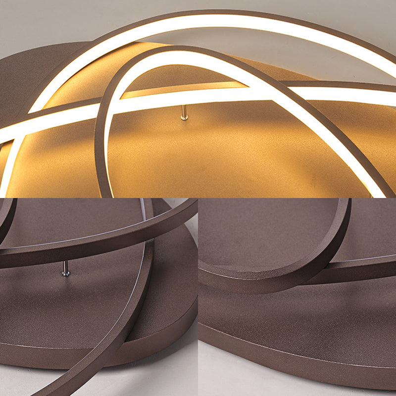 Forme ovale LED Flushmount Light Modern Elemy Acrylique Acrylique Plafond Lampe en marron pour café Office