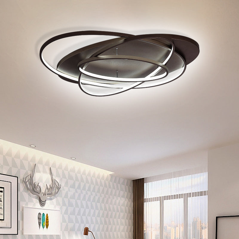 Forma ovalada LED FLUSHMOUNT LIGHT MODERNA Lámpara de techo acrílico con estilo acrílico en marrón para una cafetería de oficina