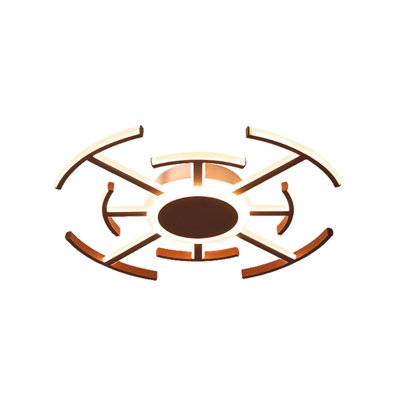 Metallrund Flushmount Light mit Labyrinth Design zeitgenössischer 8/12/16-LED-Spülen Deckenlampe in Braun