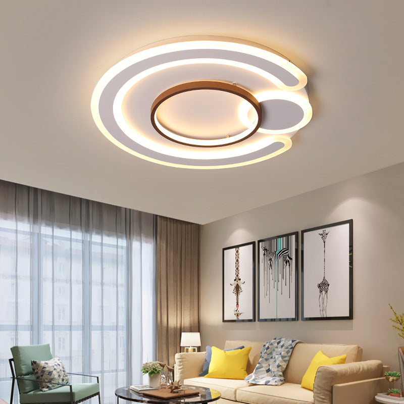 16.5"/20.5"/24.5" Wide Metal Round Ceiling Flush Mount Nordic Style White Flush Lamp in Warm/White