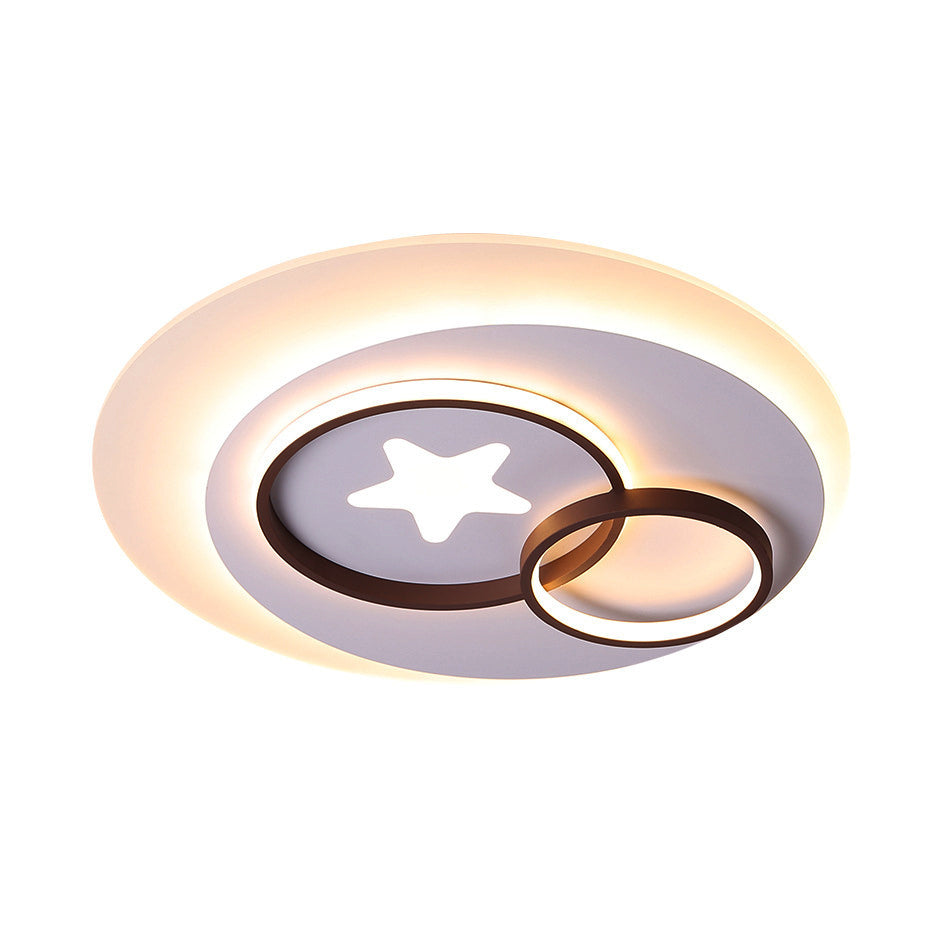 White Circles Flush Mount Lighting with Star Contemporary Led Indoor Flush Lamp in Warm/White, 16.5"/20.5"/24.5"/31" W