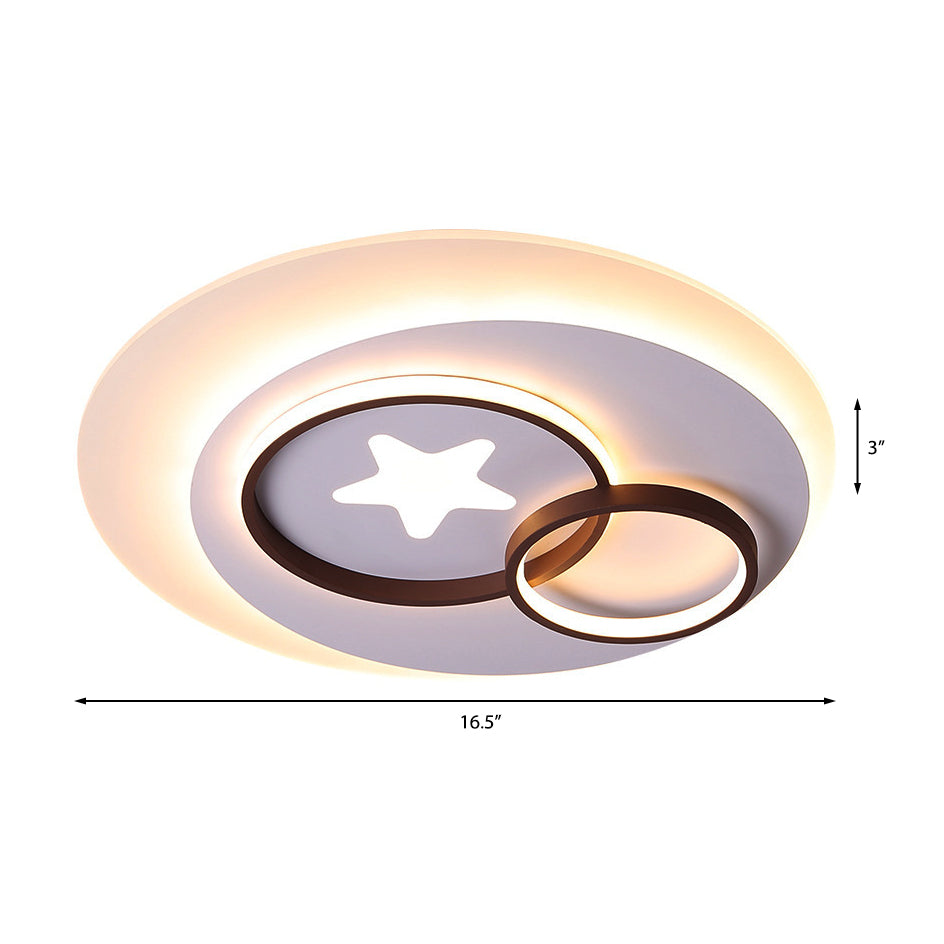 White Circles Flush Mount Lighting with Star Contemporary Led Indoor Flush Lamp in Warm/White, 16.5"/20.5"/24.5"/31" W