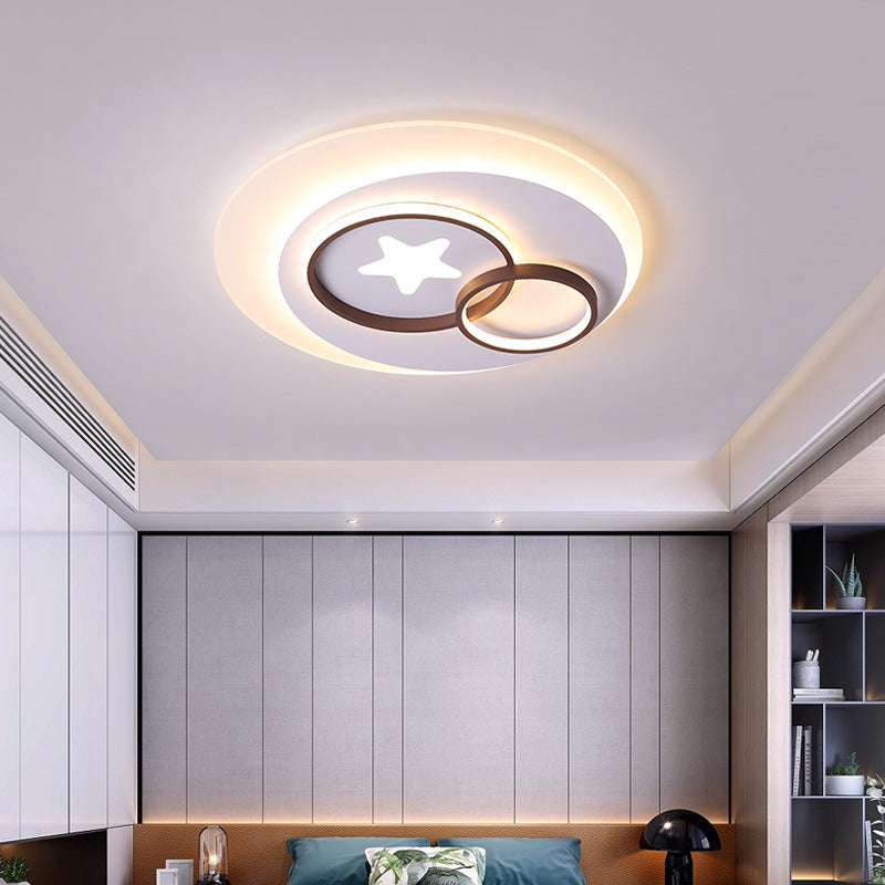 White Circles Flush Mount Lighting with Star Contemporary Led Indoor Flush Lamp in Warm/White, 16.5"/20.5"/24.5"/31" W