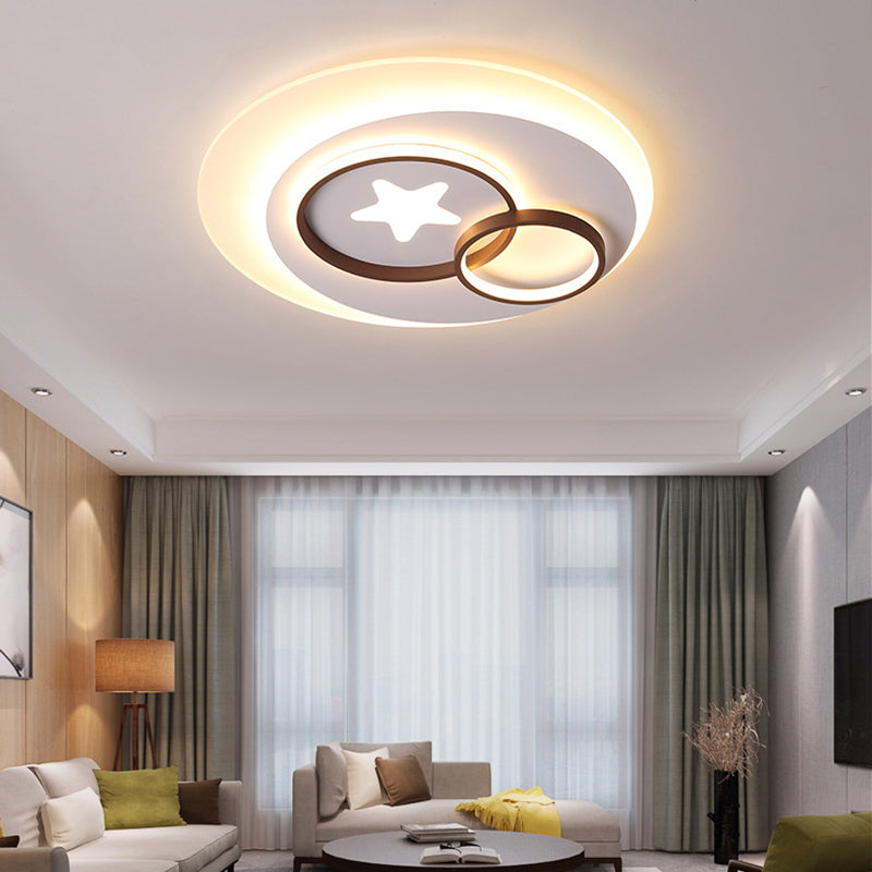 White Circles Flush Mount Lighting with Star Contemporary Led Indoor Flush Lamp in Warm/White, 16.5"/20.5"/24.5"/31" W