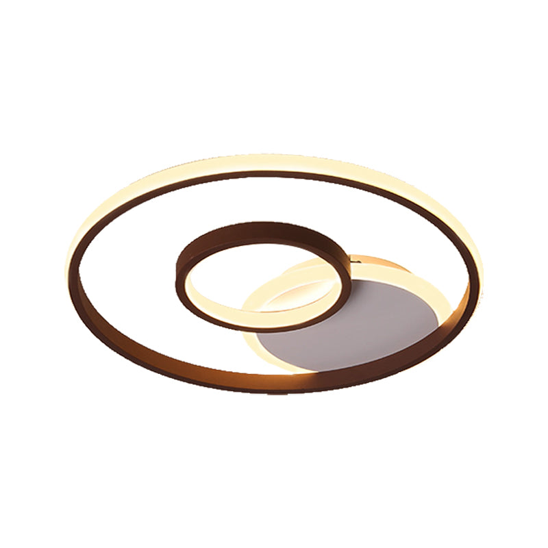 Bruine Multi Ring Inbouwlamp Minimalistisch Metaal Led Inbouw Plafondlamp in Warm/Wit, 16,5"/20,5"/24,5"/31" Breed