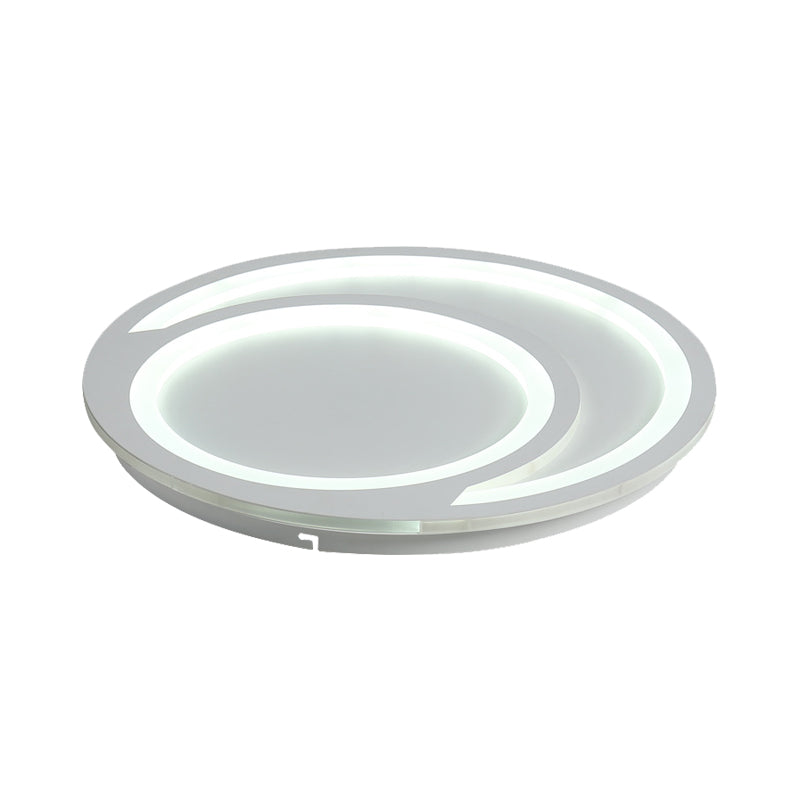 White Ripple Flush Lighting Modern Simple Metal Led Flushmount Light, 16"/19.5"/23.5" Wide