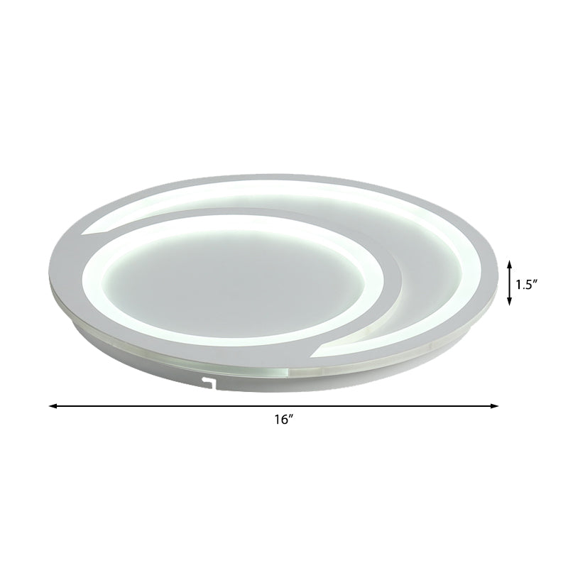 White Ripple Flush Lighting Modern Simple Metal Led Flushmount Light, 16"/19.5"/23.5" Wide
