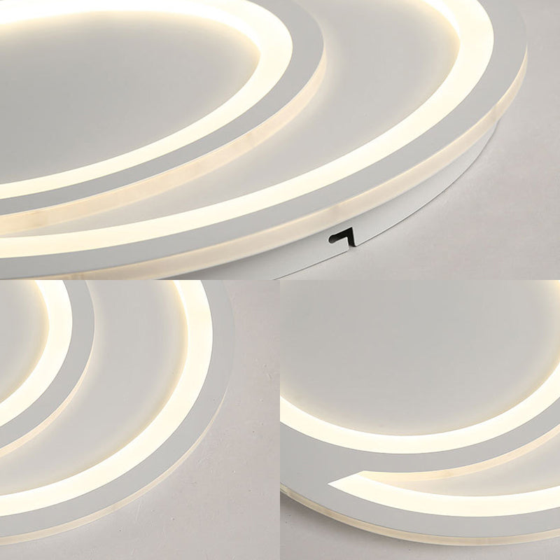 White Ripple Flush Lighting Modern Simple Metal Led Flushmount Light, 16"/19.5"/23.5" Wide