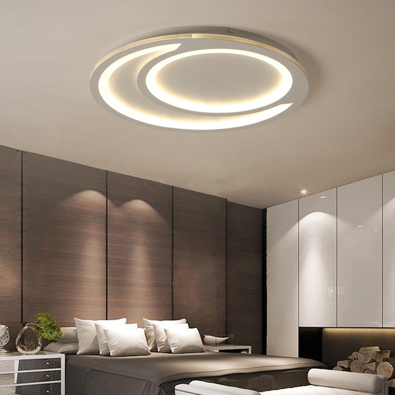 White Ripple Flush Lighting Modern Simple Metal Led Flushmount Light, 16"/19.5"/23.5" Wide