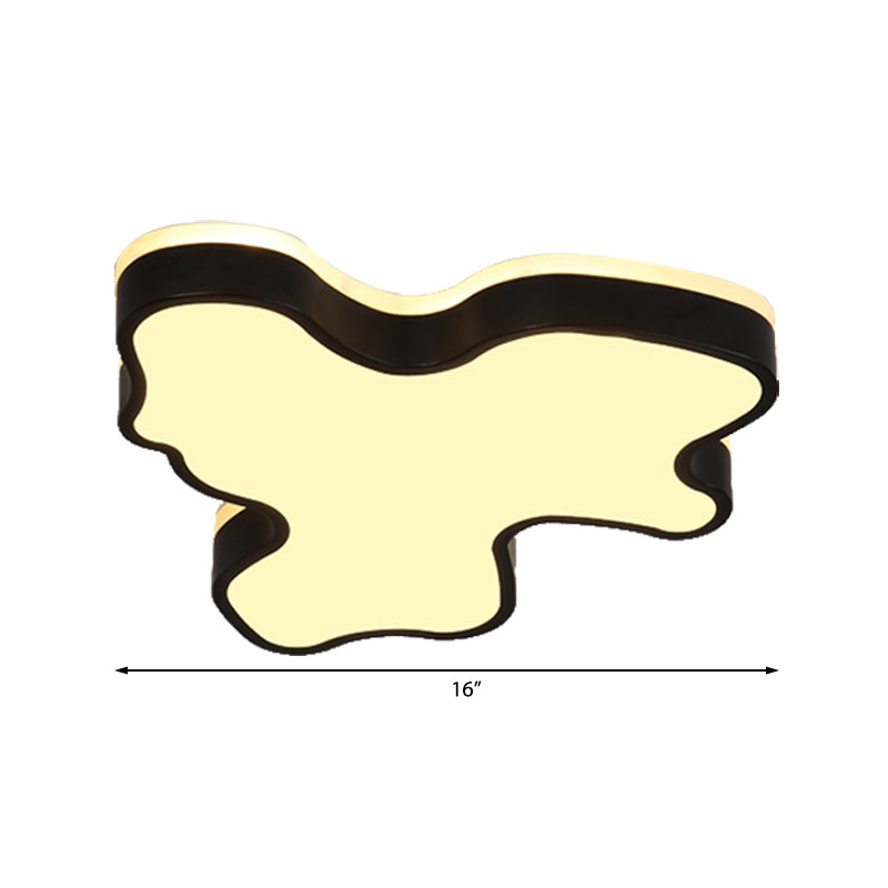 16"/19.5"/23.5" W Abstract Flush Light with Black/White Metal Shade and Acrylic Diffuser Led Contemporary Flush Mount in Warm/White