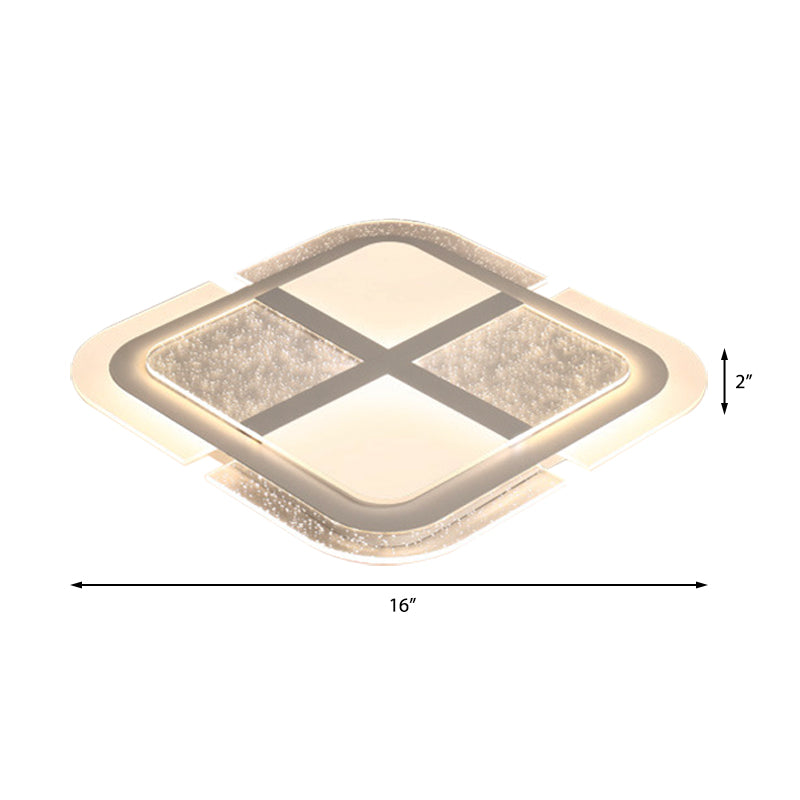 Lámpara de techo cuadrada moderna con diseño de mosaico, lámpara de techo empotrada LED acrílica para dormitorio en blanco cálido/blanco, 16"/19,5"/23,5" W