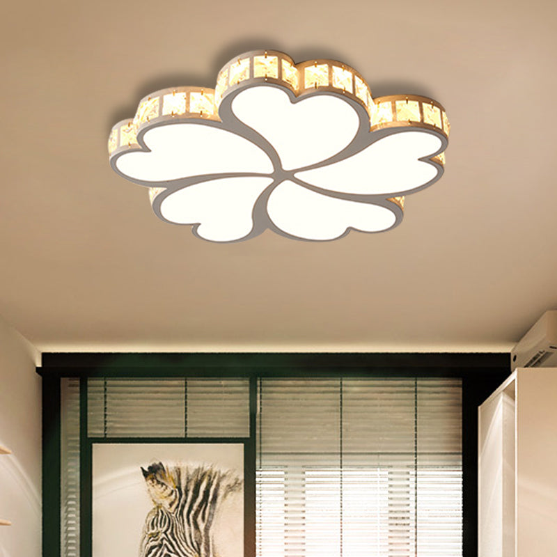 Metal Clover Flush Mount Lighting con Clear K9 Crystal Led Contemporary Massimale Flush Light in Nero / Bianco