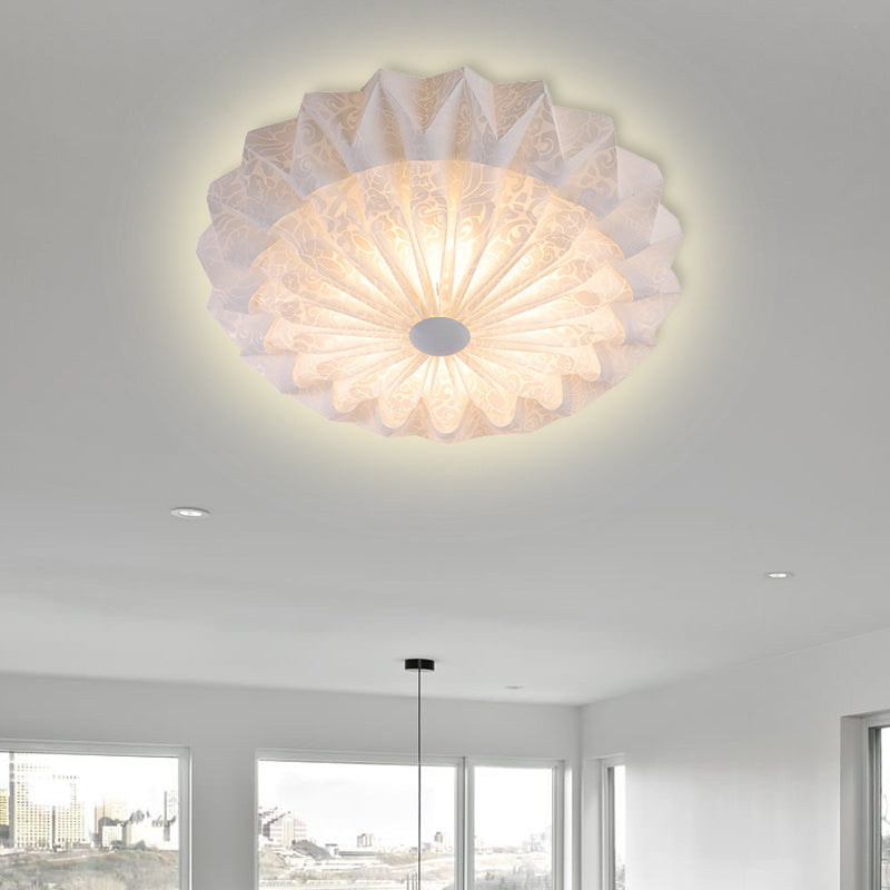 Witte Acryl Flush Verlichting met Dome Schaduw Geïntegreerd 21 "/26" Breed 1 Licht Modern Led Indoor Flush Mount Licht