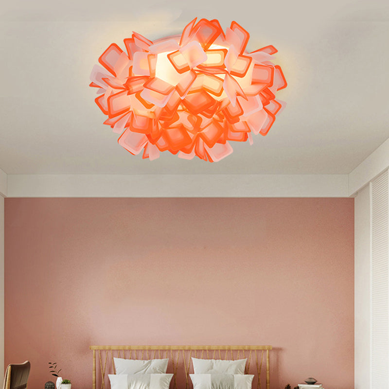 Art Deco Sinuous Flushmount Light with Acrylic Shade Led Bedroom Flush Lighting