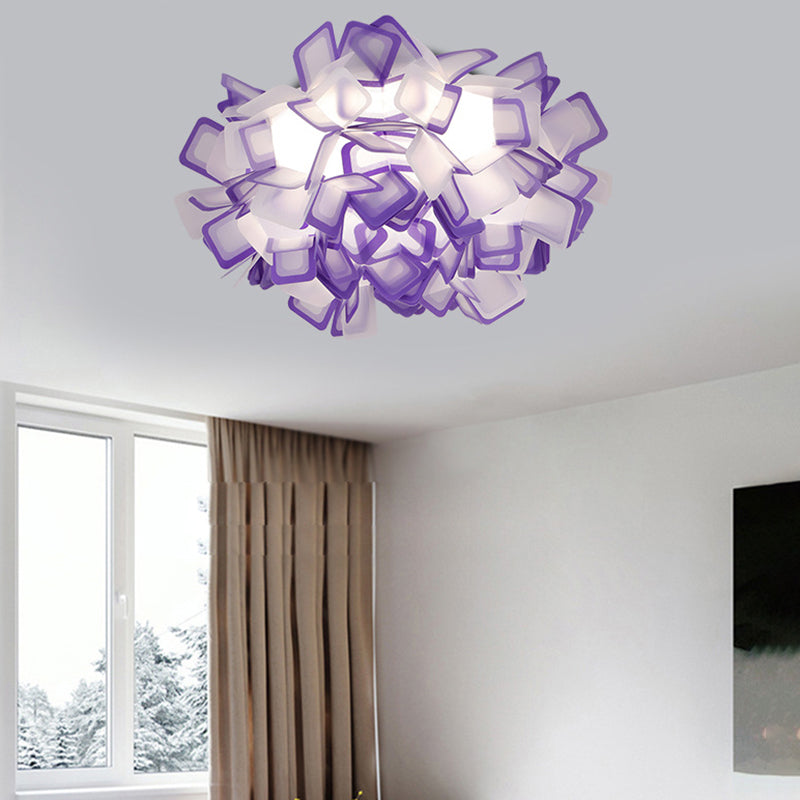 Plafonnier sinueux Art déco avec abat-jour en acrylique, éclairage encastré pour chambre à coucher
