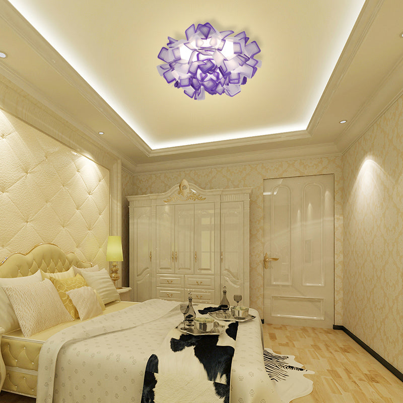 Art Deco Sinuous Flushmount Light with Acrylic Shade Led Bedroom Flush Lighting