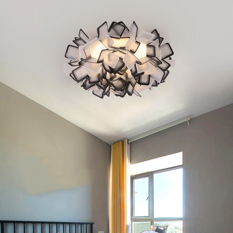 Art Deco Sinuous Flushmount Light with Acrylic Shade Led Bedroom Flush Lighting