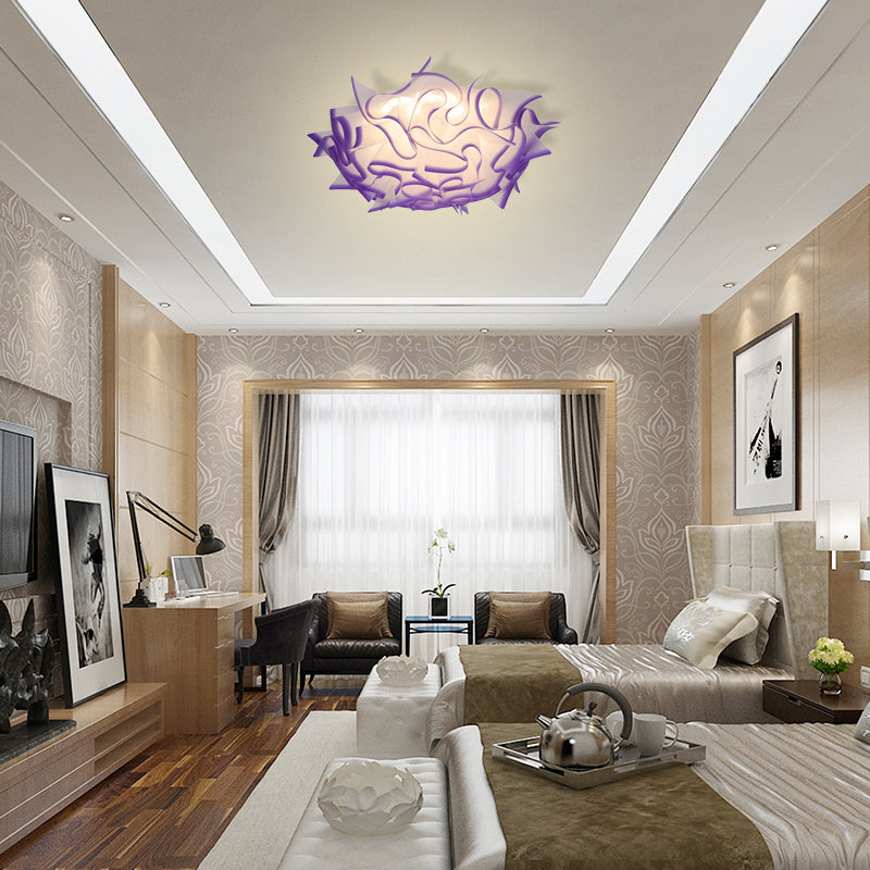Acryl Bloom Flush Deckenleuchte Zeitgenössische LED-Deckenleuchte in Blau/Braun/Orange