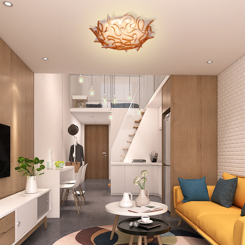 Acrylic Bloom Flush Ceiling Lamp Contemporary Led Ceiling Light Fixture in Blue/Brown/Orange