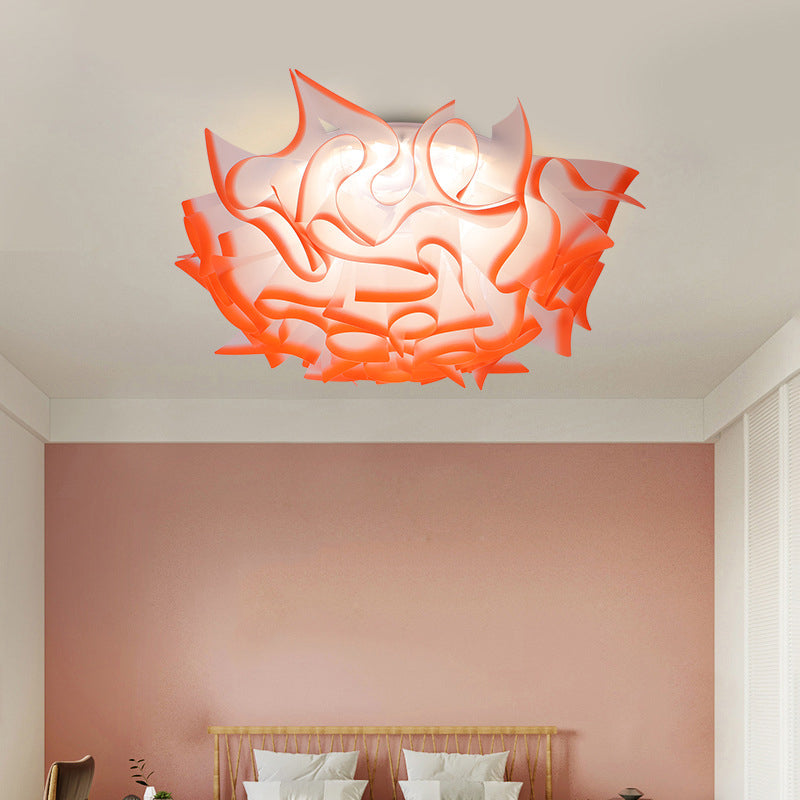 Acrylic Bloom Flush Ceiling Lamp Contemporary Led Ceiling Light Fixture in Blue/Brown/Orange
