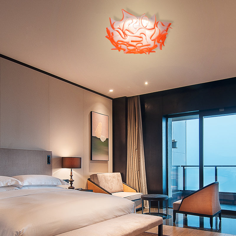 Acrylic Bloom Flush Ceiling Lamp Contemporary Led Ceiling Light Fixture in Blue/Brown/Orange