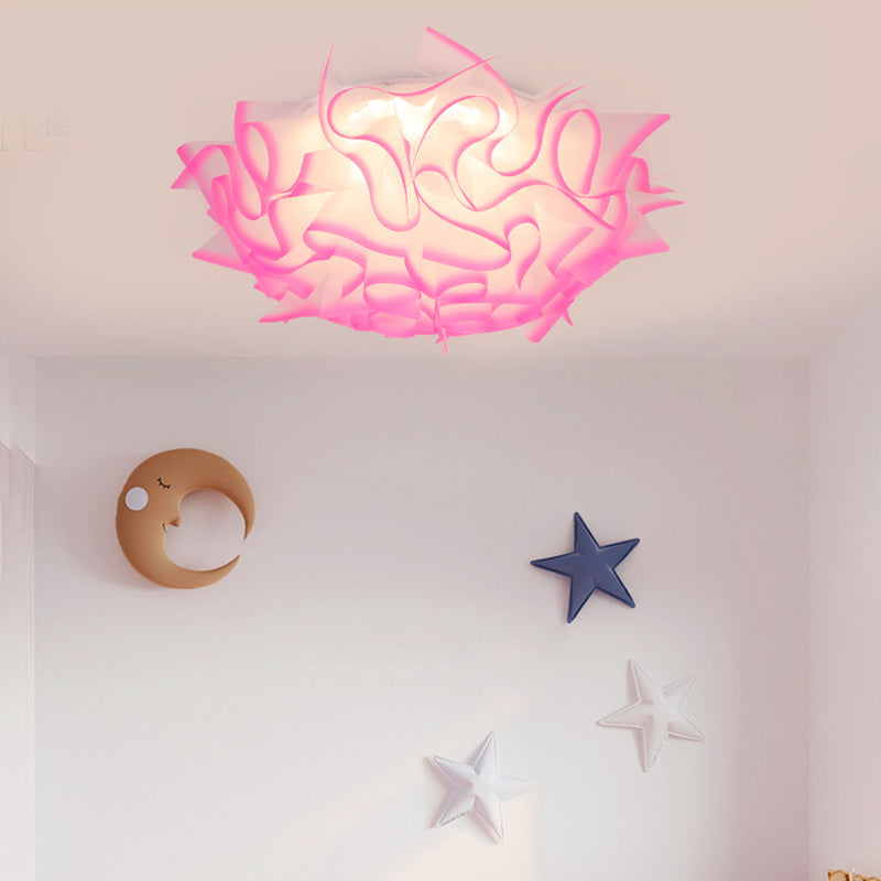 Acrylic Bloom Flush Ceiling Lamp Contemporary Led Ceiling Light Fixture in Blue/Brown/Orange