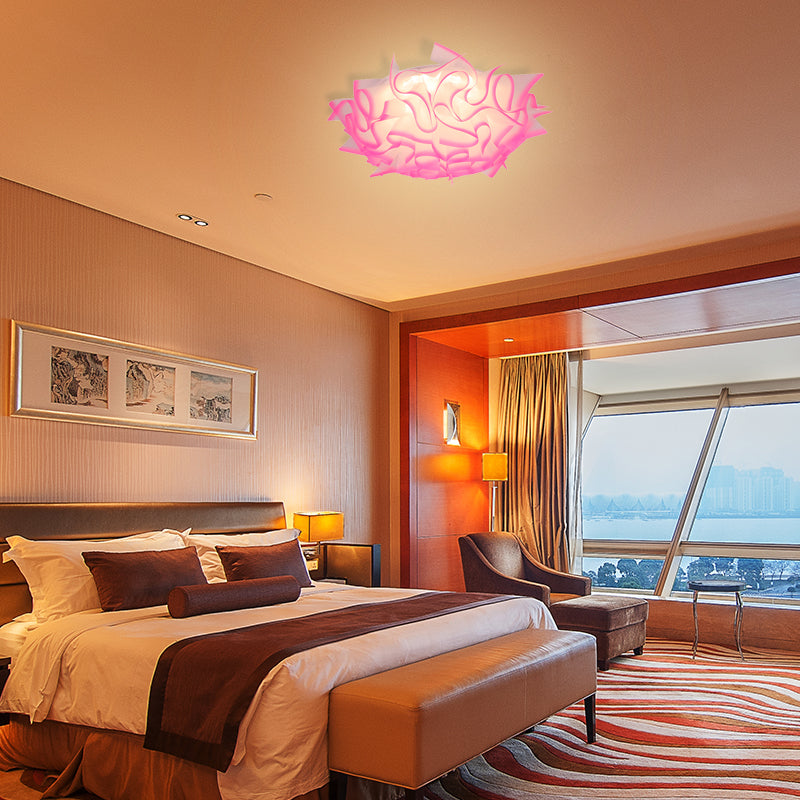 Acrylic Bloom Flush Ceiling Lamp Contemporary Led Ceiling Light Fixture in Blue/Brown/Orange