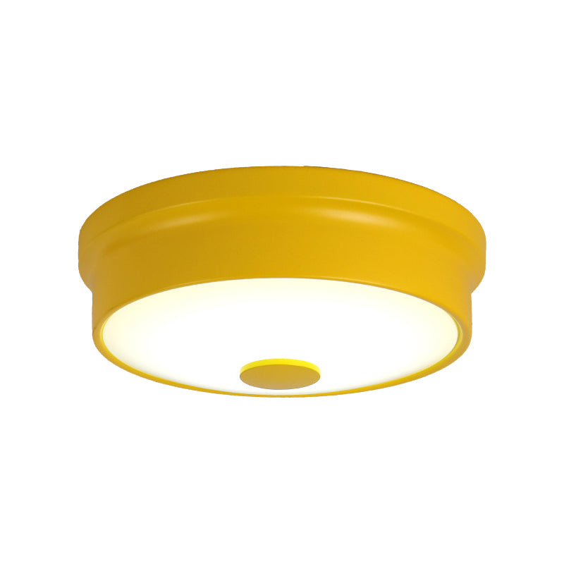 Macaron Drum Lampada da incasso a soffitto in metallo a LED per cameretta dei bambini Illuminazione da incasso in nero/verde/rosa/giallo con diffusore in vetro smerigliato