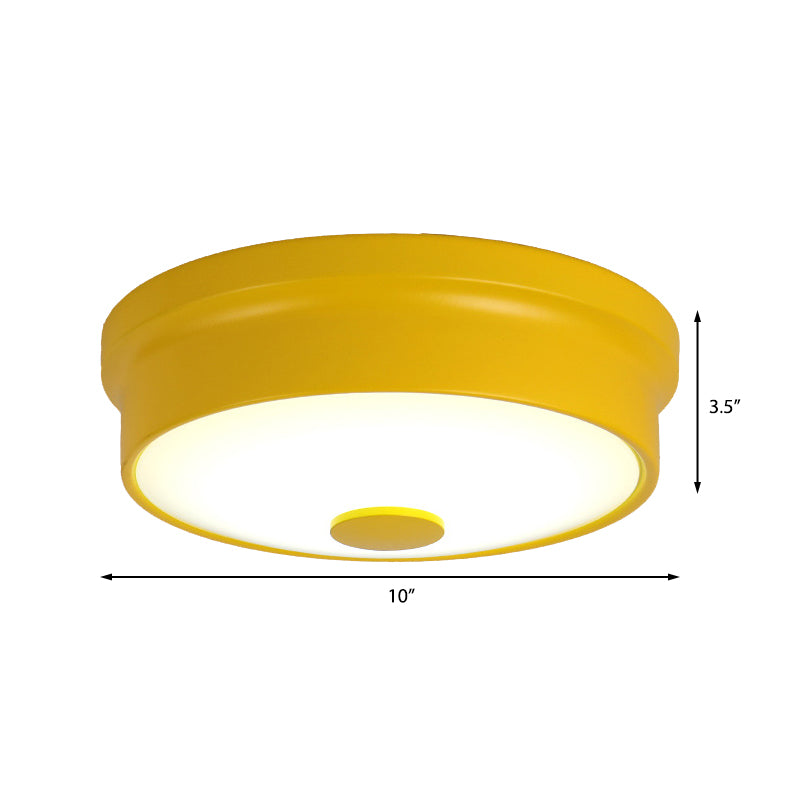 Macaron Drum Lampada da incasso a soffitto in metallo a LED per cameretta dei bambini Illuminazione da incasso in nero/verde/rosa/giallo con diffusore in vetro smerigliato