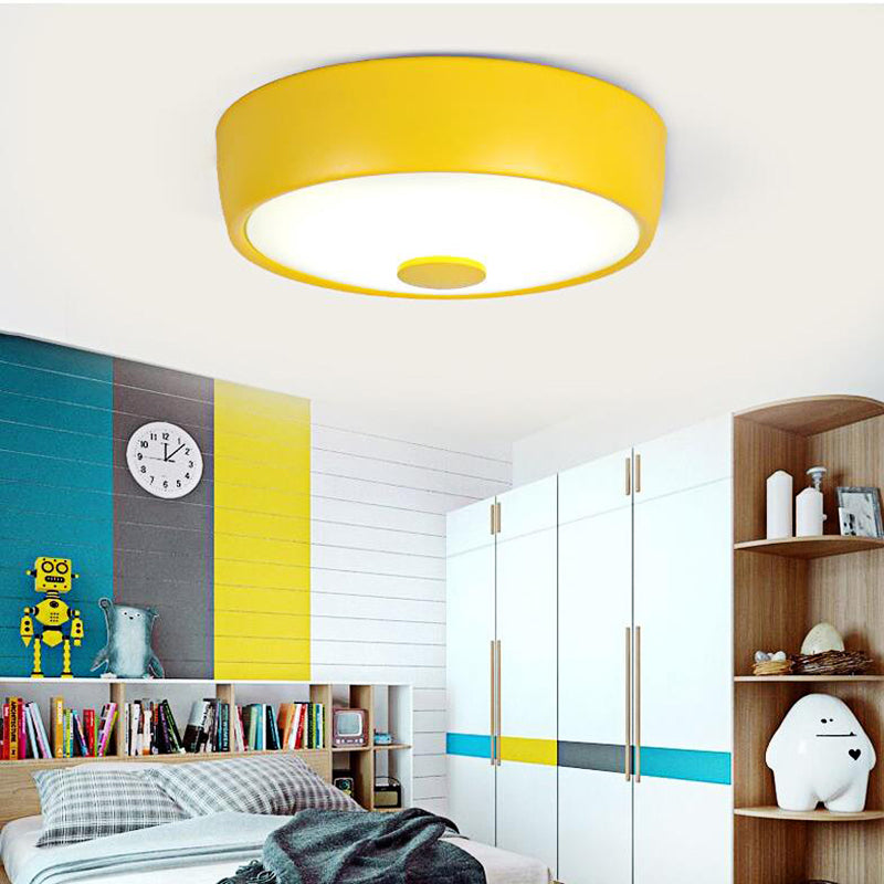 Macaron Drum Lampada da incasso a soffitto in metallo a LED per cameretta dei bambini Illuminazione da incasso in nero/verde/rosa/giallo con diffusore in vetro smerigliato