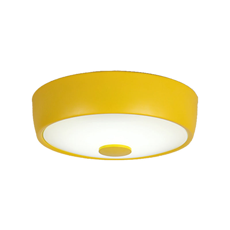 Macaron Drum Lampada da incasso a soffitto in metallo a LED per cameretta dei bambini Illuminazione da incasso in nero/verde/rosa/giallo con diffusore in vetro smerigliato