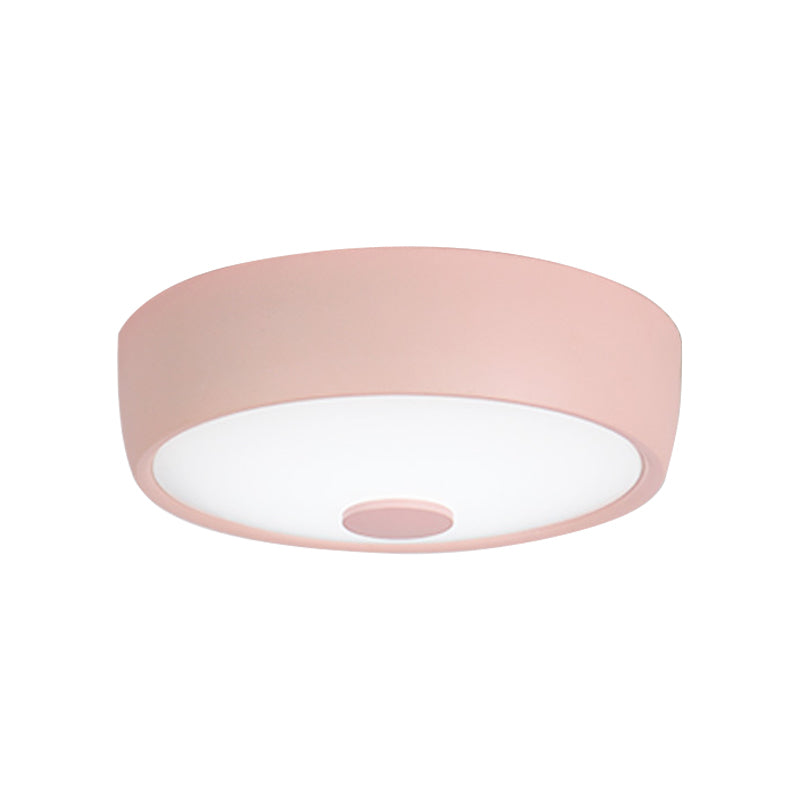 Macaron Drum Lampada da incasso a soffitto in metallo a LED per cameretta dei bambini Illuminazione da incasso in nero/verde/rosa/giallo con diffusore in vetro smerigliato