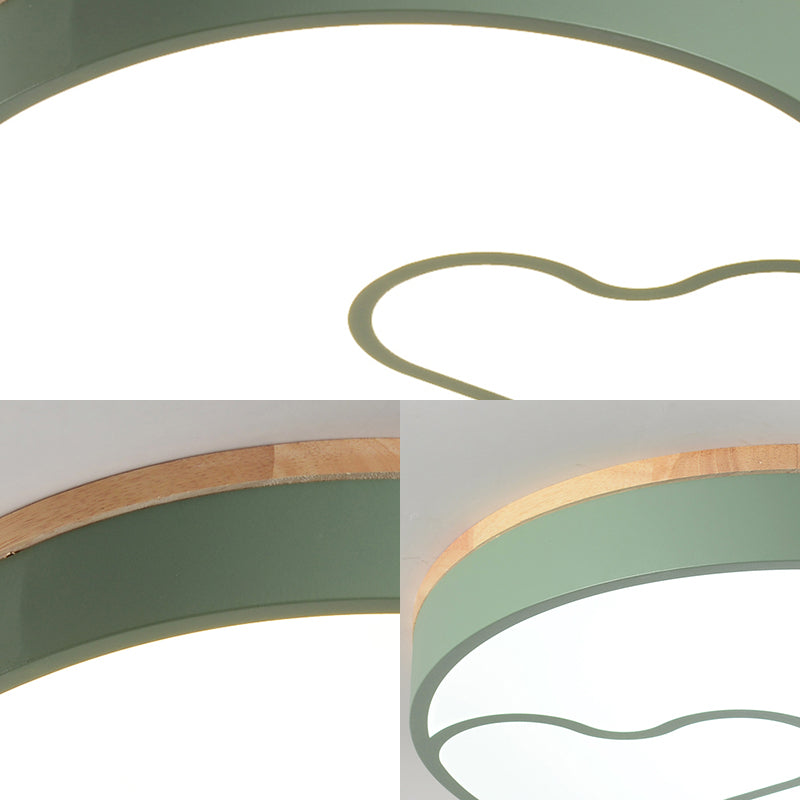 Led Nordic Flush Light met Metal Round Shade Groen/Grijs/Wit Plafond Flush Lamp in Warm/Wit