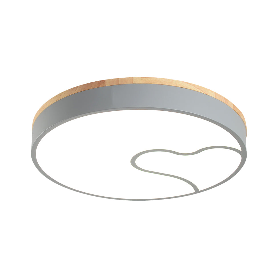 Led Nordic Flush Light met Metal Round Shade Groen/Grijs/Wit Plafond Flush Lamp in Warm/Wit