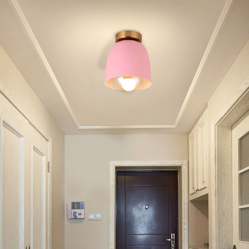 Plafoniera da incasso bianca/rosa/gialla/caffè con paralume Plafoniera moderna in metallo e vetro a 1 testa per corridoio