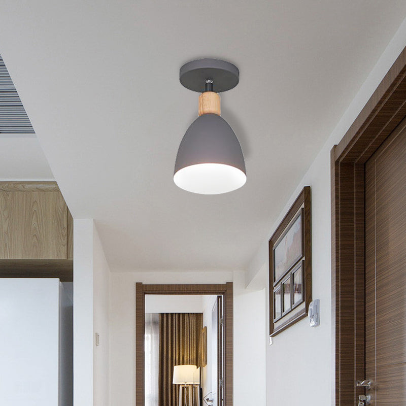 Lámpara semiempotrada verde/blanca/gris con pantalla Metal nórdico Luz de techo semiempotrada para interiores con 1 bombilla