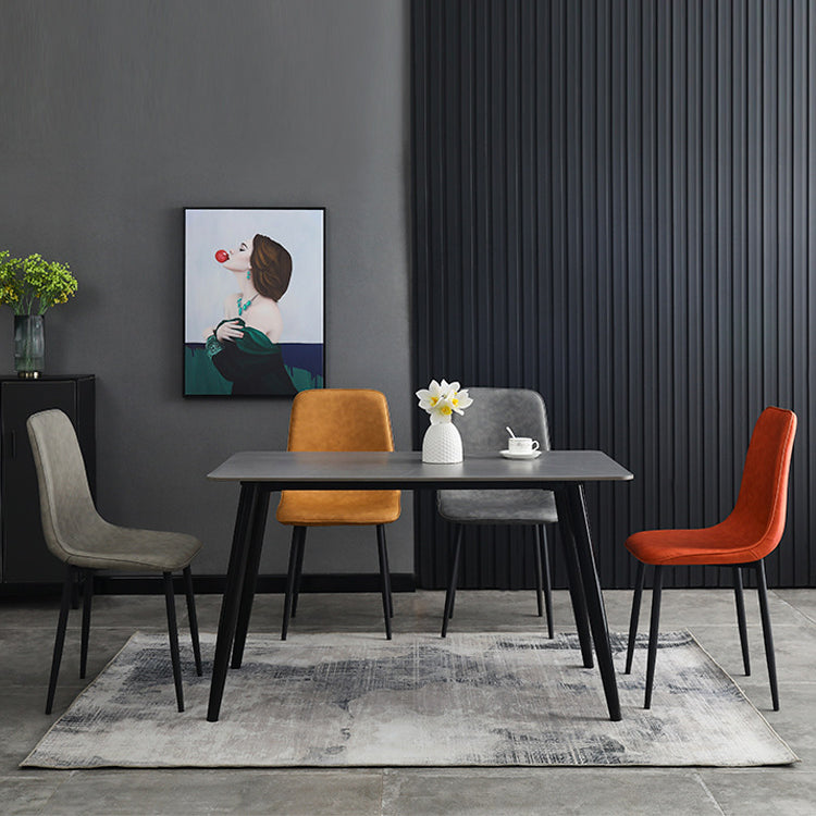 Contemporary Style Metal Chair Kitchen Dining Solid Back Dining Side Chairs