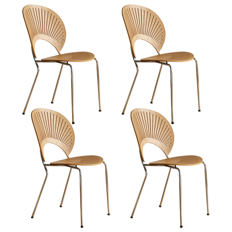 Contemporary Style Metal Chair Set Open Back Side Kitchen Dining Chairs