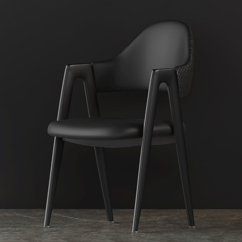 Contemporary Metal Dining Room Chairs Leather Open Back Dining Side Chair for Home Use