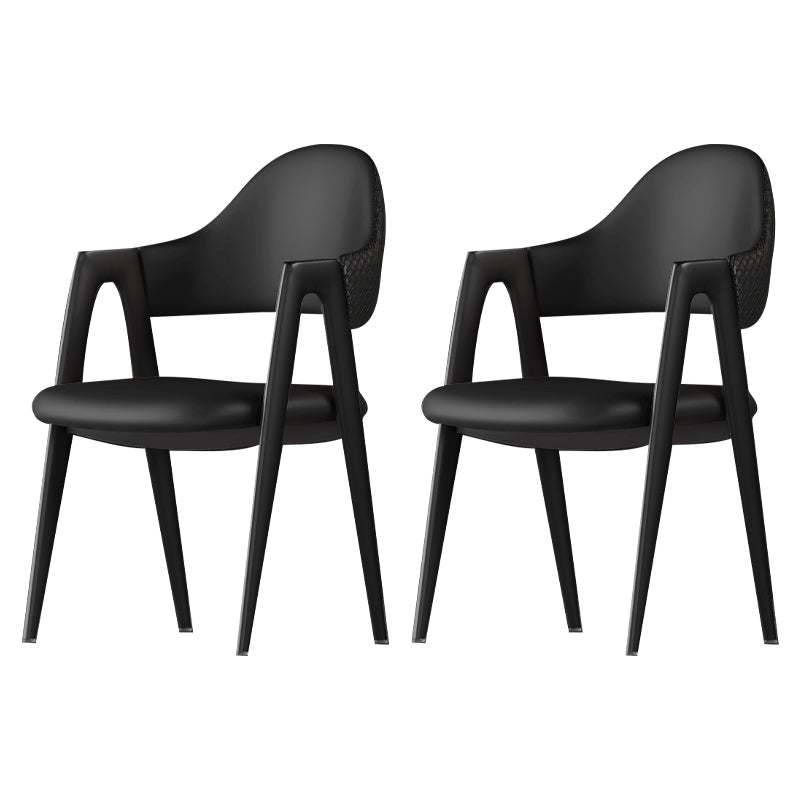 Contemporary Metal Dining Room Chairs Leather Open Back Dining Side Chair for Home Use