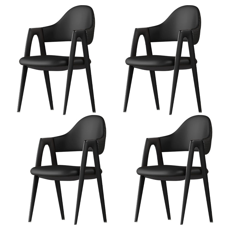 Contemporary Metal Dining Room Chairs Leather Open Back Dining Side Chair for Home Use