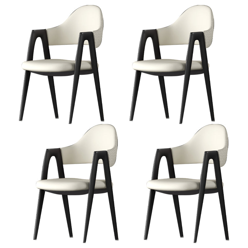 Contemporary Metal Dining Room Chairs Leather Open Back Dining Side Chair for Home Use